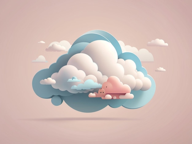 Foto voo minimalista nas nuvens 3d cloud plane icon vector render 6