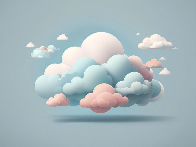 Voo minimalista nas nuvens 3D Cloud Plane Icon Vector Render 6