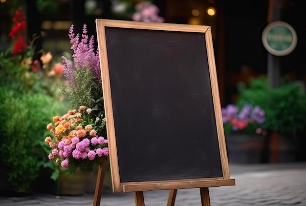 Vor einem Geschäft steht eine Tafel