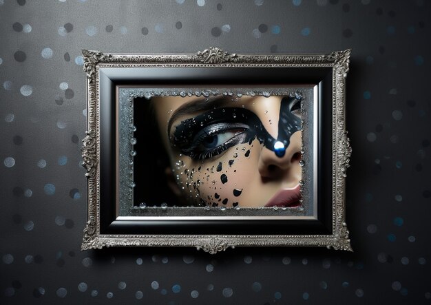 Foto vor ihrer generativen ki steht eine frau mit make-up und einem spiegel