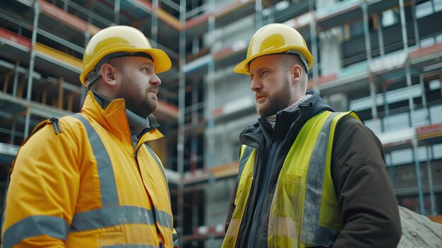 Vorarbeiter besprechen die Arbeiten auf der Baustelle