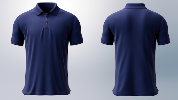 Vorder- und hintere Ansichten eines Mannes Navy Blue Polo Shirt Kleidungsmodell isoliert auf weißem Hintergrund