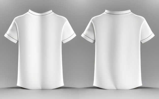 Vorder- und Rückseite eines weißen T-Shirts auf grauem Hintergrund