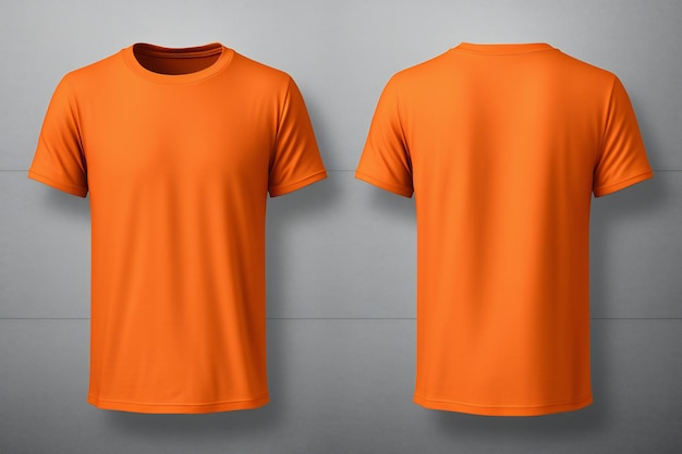 Vorder- und Rückseite von Männert-T-Shirt in Orange