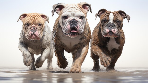 Foto vorderansicht der bulldoggen auf weißem hintergrund