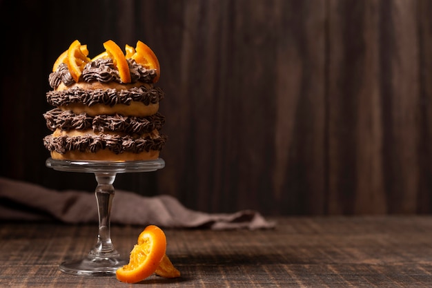 Foto vorderansicht des köstlichen schokoladenkuchenkonzepts