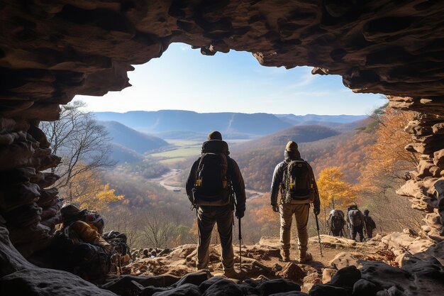 Vorderansicht einer älteren Wanderin, die bei Sonnenuntergang draußen in der Natur steht