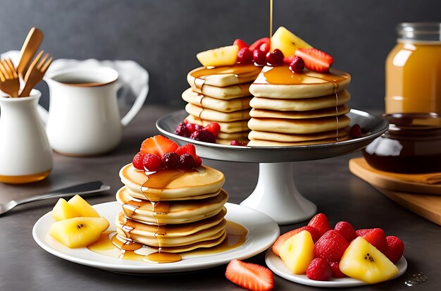 Vorderansicht köstliche Pfannkuchen mit Honig