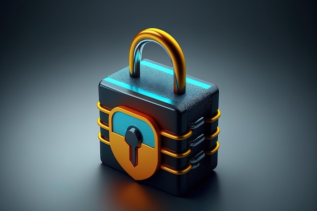 Vorhängeschloss-Symbol Cybersicherheit Schutz des digitalen Big Data-Netzwerks