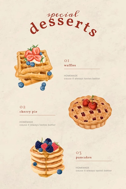 Vorlage für das Dessertmenü