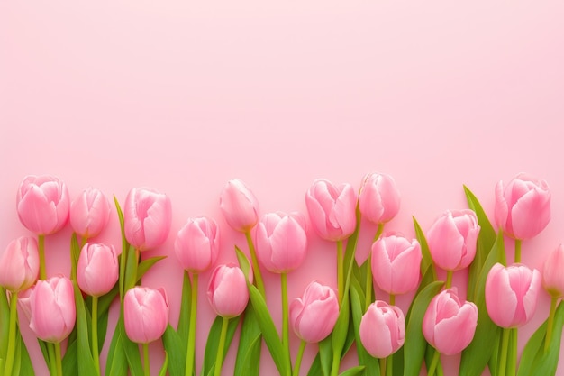 Vorlage für ein Banner mit weichen rosa Tulpen