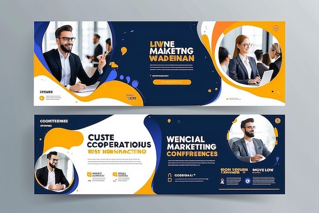 Vorlage für Social-Media-Posts für digitale Marketing-Webinar und Geschäftskonferenzen
