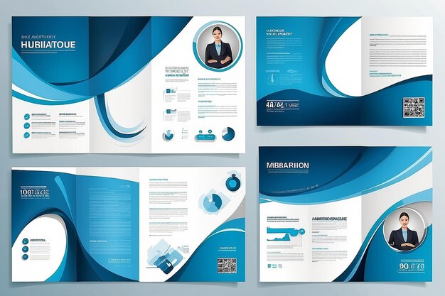 Foto vorlage vektordesign für broschüre jahresbericht zeitschrift poster unternehmenspräsentation portfolio flyer infografik layout modern mit blauer farbe größe a4 vorder- und rückseite