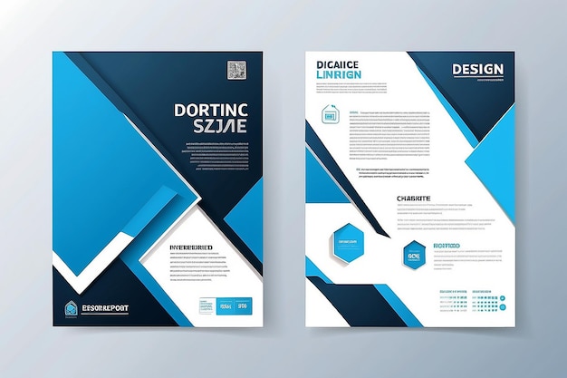 Vorlage Vektordesign für Broschüre Jahresbericht Zeitschrift Poster Unternehmenspräsentation Portfolio Flyer Infografik Layout modern mit blauer Farbe Größe A4 Vorder- und Rückseite