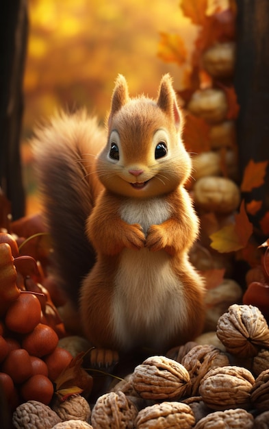 Vorräte für den Winter Speichert das Eichhörnchen Nahrung