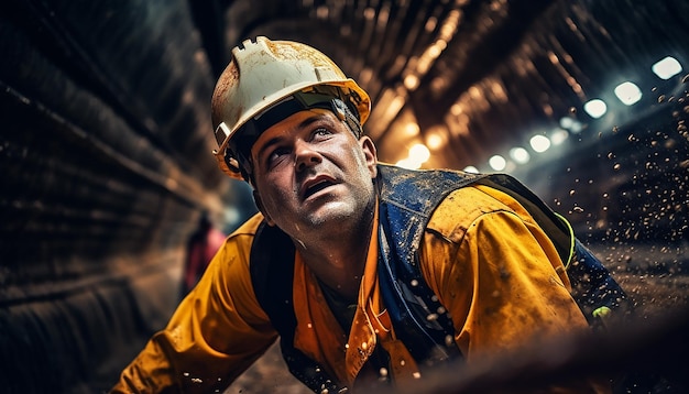 Vorsichtsmaßnahmen bei Arbeitsunfällen Plakat Tunnelbauarbeiten