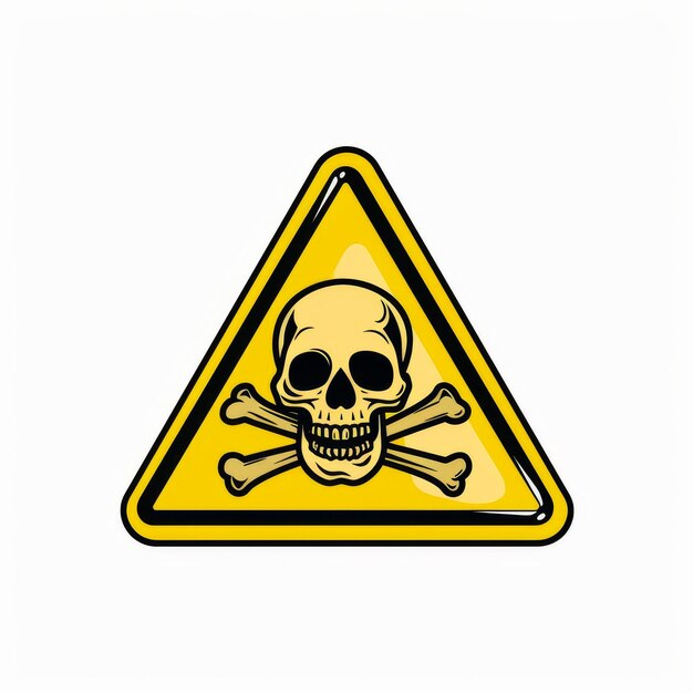 Vorsichtszeichen mit gelbem Dreieck mit Schädel und gekreuzten Knochen Generative KI