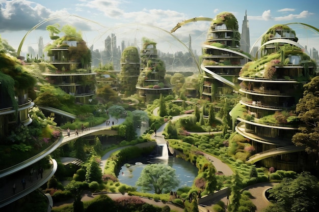 Vorstellung einer nachhaltigen Stadt mit generativer KI