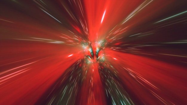 Vortex Hyperraum Tunnel Wurmloch Zeit und Raum, Warp Science Fiction Hintergrund 3D