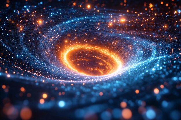 Vórtice cósmico colorido girando con estrellas y luz en el espacio profundo IA generativa