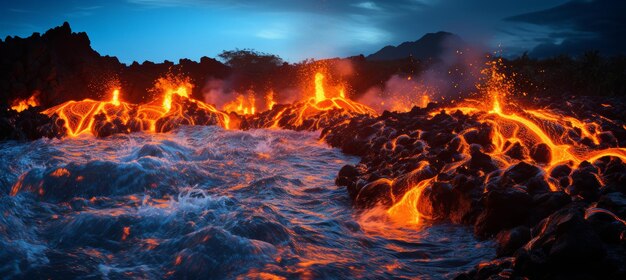Vórtice elementar hipnotizante redemoinho de lava com energia crepitante e iluminação ardente
