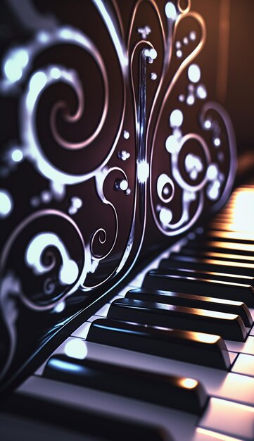 Vórtice musical Una composición abstracta de teclas de piano que representan ondas sonoras