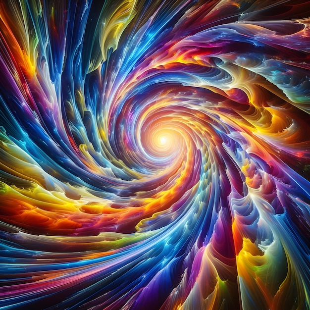 Vórtice psicodélico que muestra formas abstractas y coloridas en una exhibición cósmica