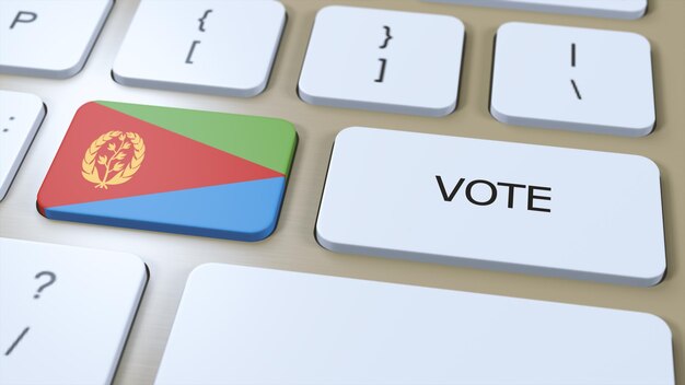 Vota en el país Bandera nacional de Eritrea y ilustración 3D del botón