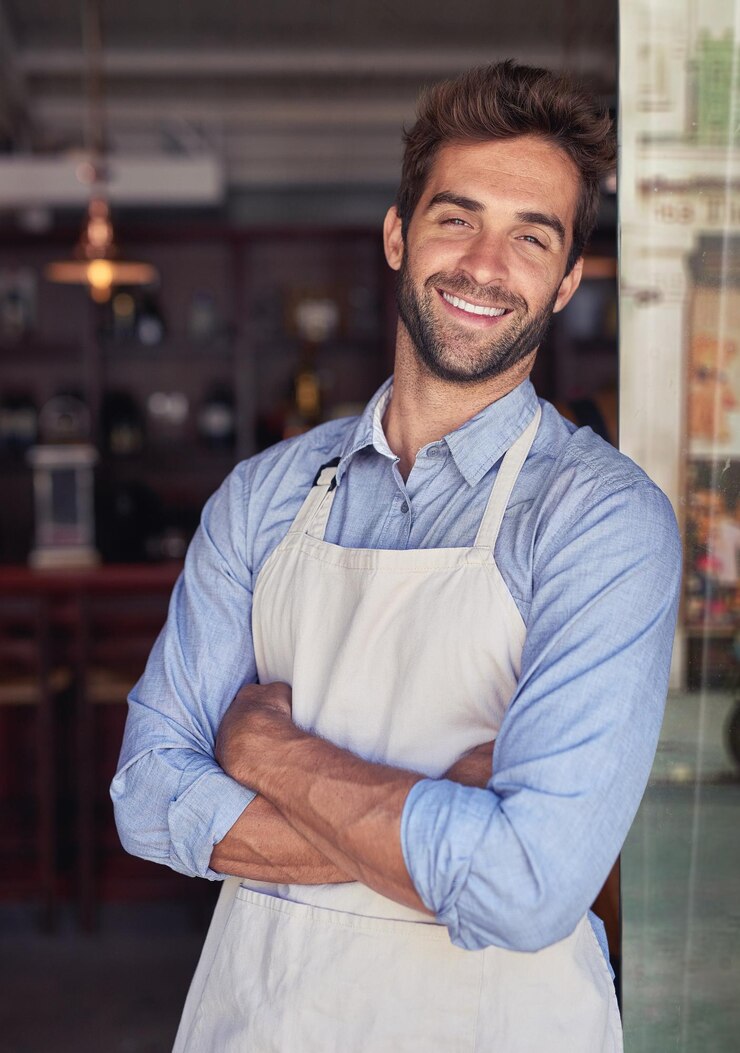 Foto vou fazer da minha cafeteria um sucesso retrato recortado de um jovem barista parado em uma cafeteria