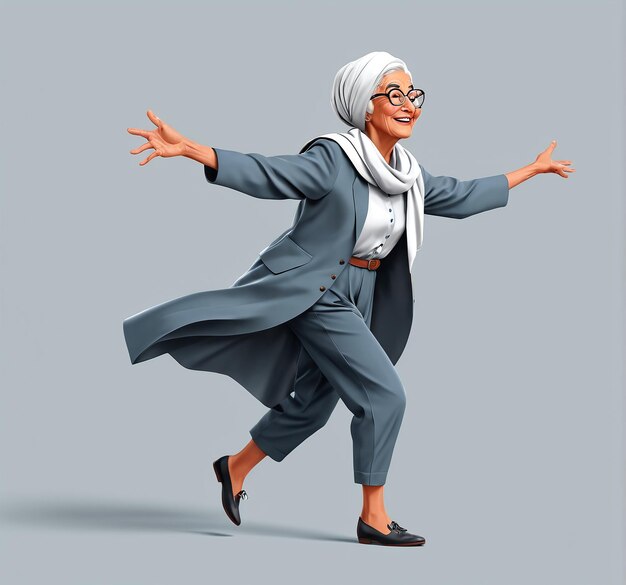 vovó dia velha avó mulher idosa um personagem de desenho animado em um terno de negócios e óculos