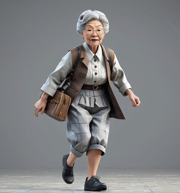 vovó dia velha avó mulher idosa um personagem de desenho animado em um terno e chapéu