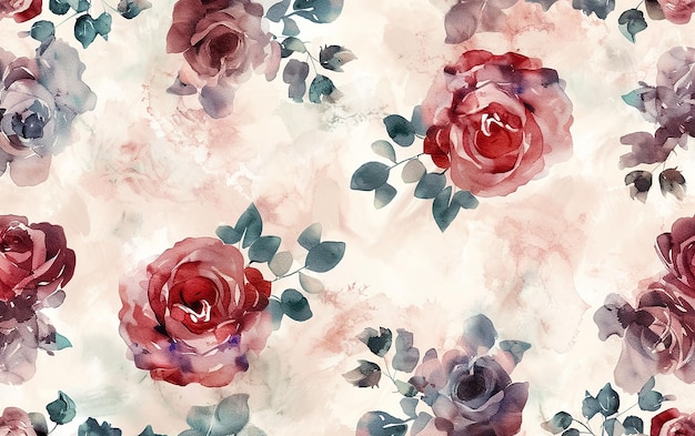 vpapel de parede com rosas e marca d'água no estilo de cenas de aquarela sonhadoras