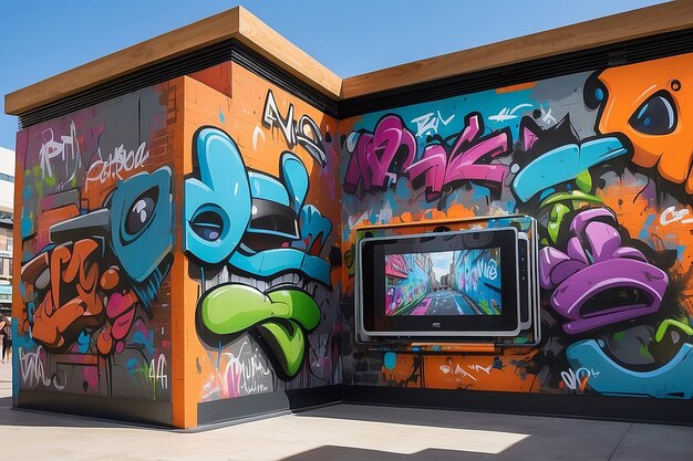 VR Graffiti Plaza Interaktive Straßenkunstgalerie Mockup