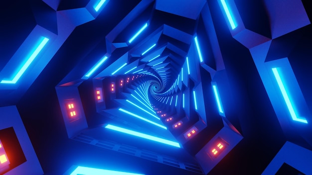 Vuelo en giro abstracto túnel de ciencia ficción 3d render Gráficos de movimiento VJ futuristas para video musical EDM club concierto fondo de alta tecnología Concepto de hiperespacio de velocidad de la luz del portal