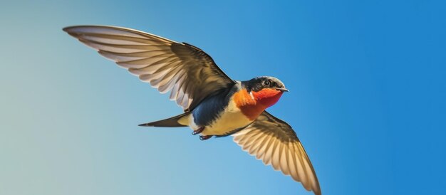 Foto el vuelo de las golondrinas en el cielo azul