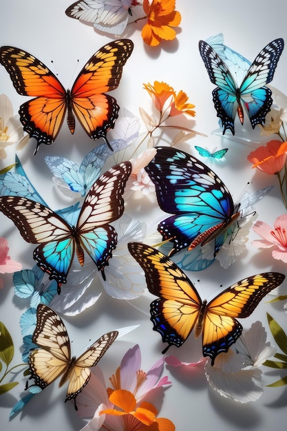 Vuelo gracioso Dos mariposas tropicales vibrantes en un delicado aislamiento