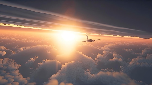 Vuelo impresionante Una foto cautivadora de un avión en estilo retrorreflectante Generado por IA