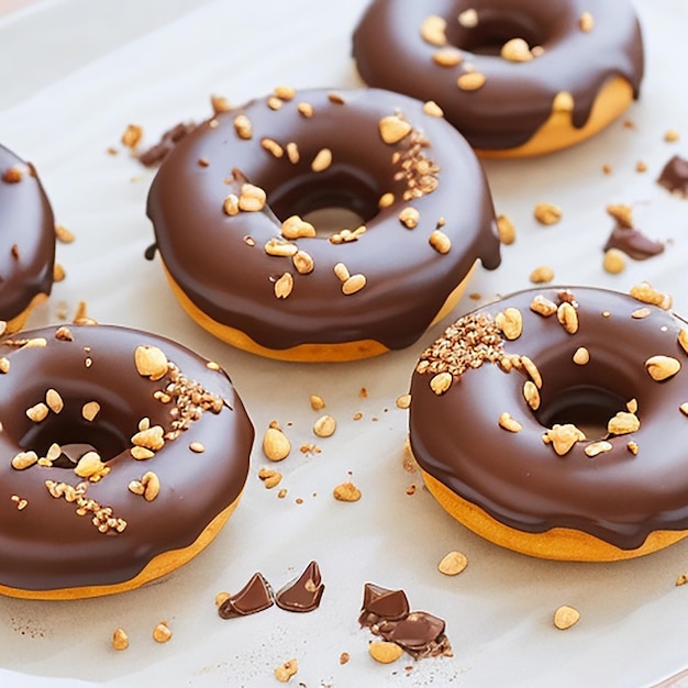 Vuelo libre deliciosos donuts clásicos dulce comida rápida