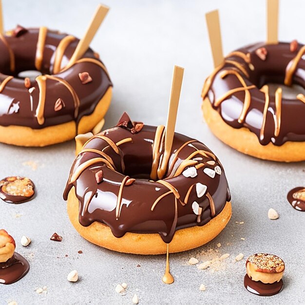 Vuelo libre deliciosos donuts clásicos dulce comida rápida