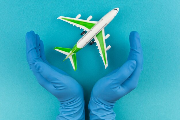 Foto vuelo de seguridad y viajes durante la cuarentena y el encierro