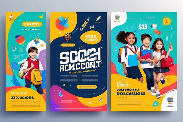 Foto de vuelta a la escuela banner de admisión a la escuela diseño de plantillas de publicaciones en redes sociales