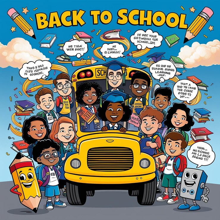 De vuelta a la escuela Diseños de fotos y dibujos animados