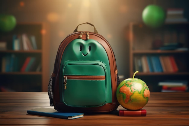 De vuelta a la escuela y el tiempo feliz Manzana y mochila