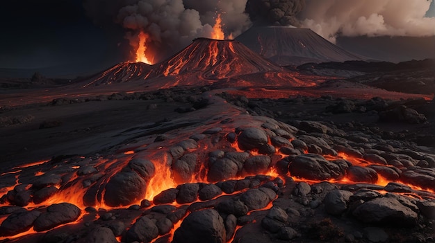 Vulcão em erupção