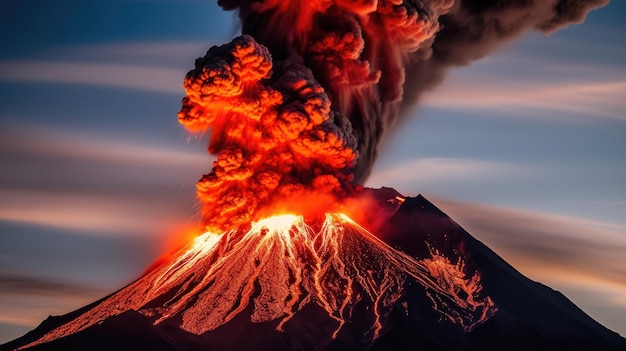 Foto vulcão em erupção