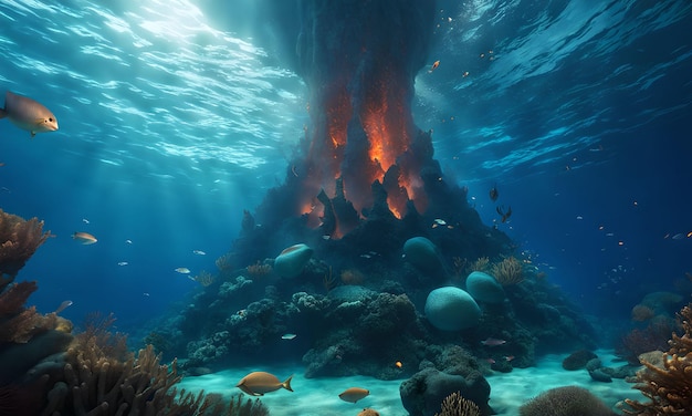 Vulcões subaquáticos no fundo do oceano