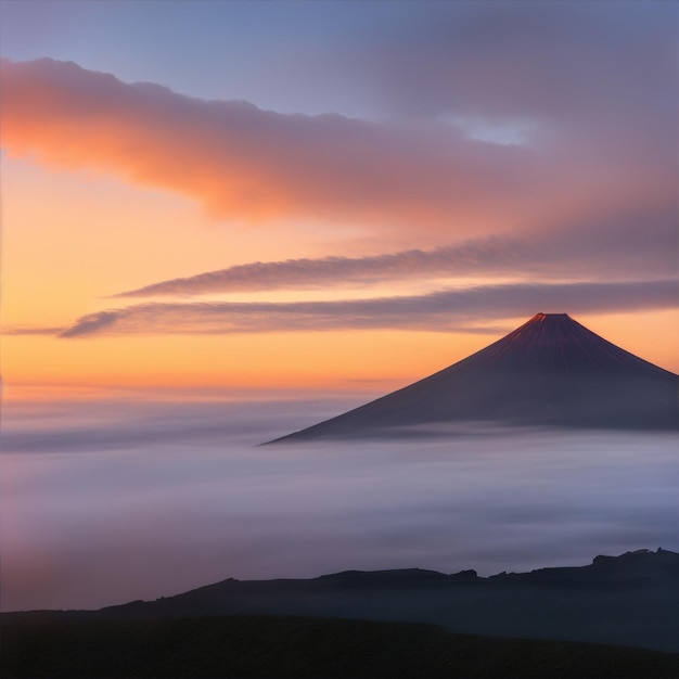 Vulkan bei Sonnenaufgang mit hochwertigem Design