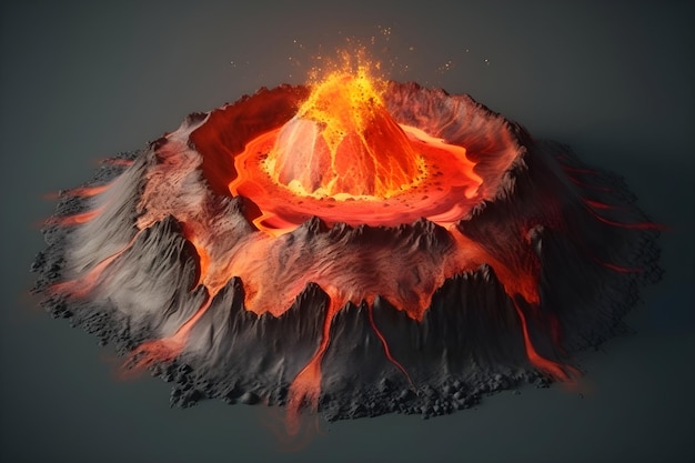 Vulkanausbruch Mount mit Lava und Magma Generative KI