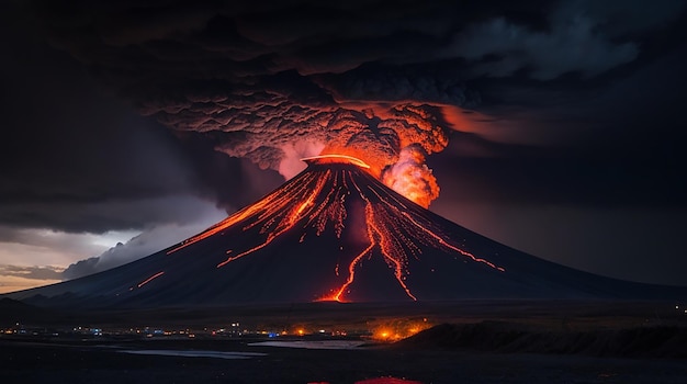 Vulkanexplosion in einer Gewitternacht