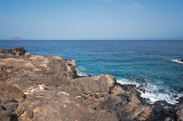 Vulkanlandschaft. Süd-Teneriffa-Küstenlinie, Kanarische Insel, Spanien.